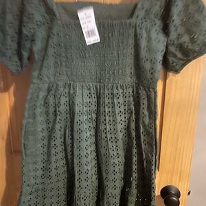 La Blanca Olive Eyelet Mini Dress